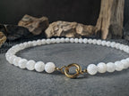 Moonstone Necklace: Gold or Silver Leaf Pendant, Spring Gate Clasp
