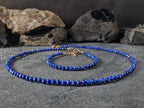 Lapis Lazuli Necklace Bracelet Set: Gold or Silver Stainless Steel (4mm)