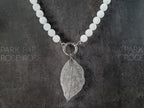 Moonstone Necklace: Gold or Silver Leaf Pendant, Spring Gate Clasp
