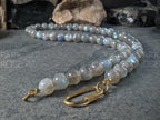 Madagascar Flash Labradorite Stainless Steel Carabiner Necklace (10mm)