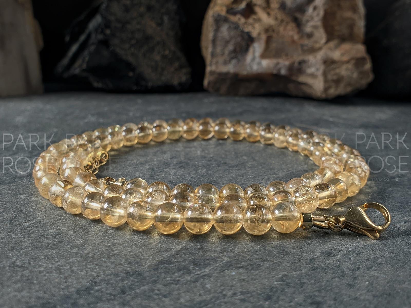 AAA Unheated Brazil Citrine Necklace (6mm)