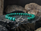 Congo Malachite Bracelet - 925 Sterling Silver Toggle Clasp (6mm)
