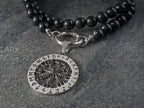 Norse Viking Compass Amulet Pendant Shungite Carabiner Necklace