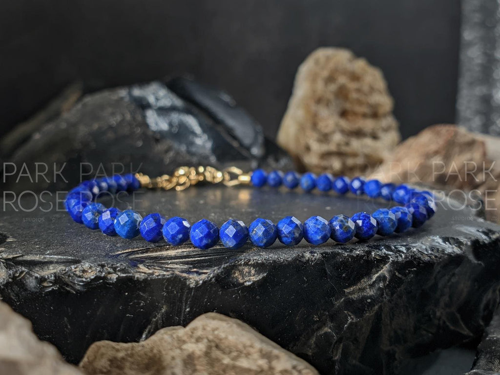 Dainty Faceted Lapis Lazuli Bracelet / Anklet (4mm)