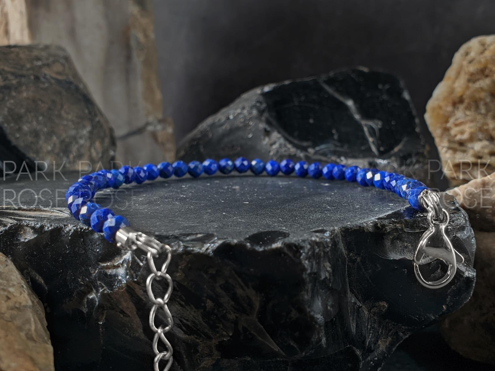 Dainty Faceted Lapis Lazuli Bracelet / Anklet (4mm)