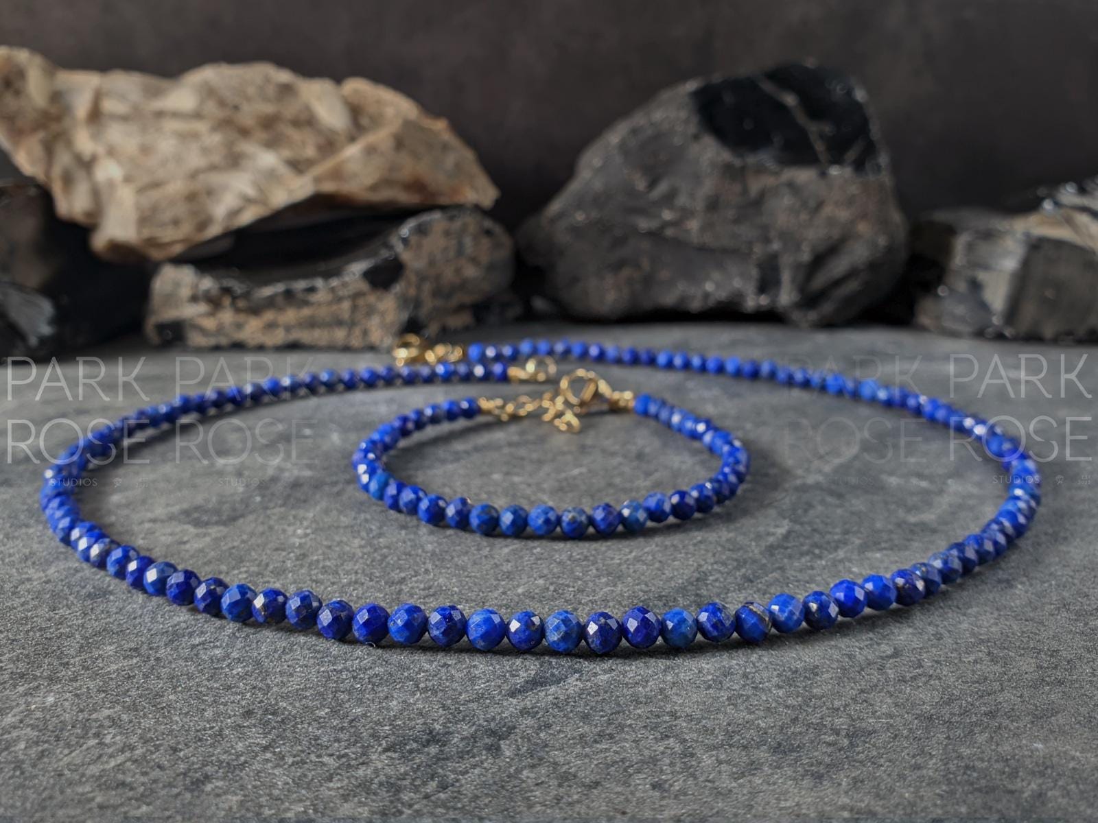 Dainty Faceted Lapis Lazuli Bracelet / Anklet (4mm)