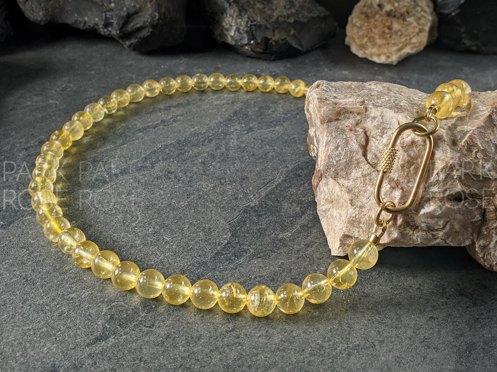 Natural Brazil Citrine Carabiner Necklace