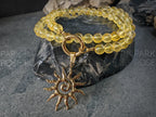 Sunburst Caribiner Necklace, Citrine or Amethyst, Sun Pendant