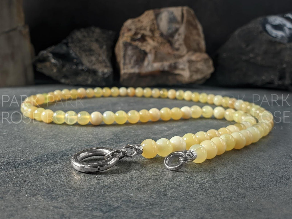 Natural Australian Yellow Opal Carabiner Necklace (6mm)