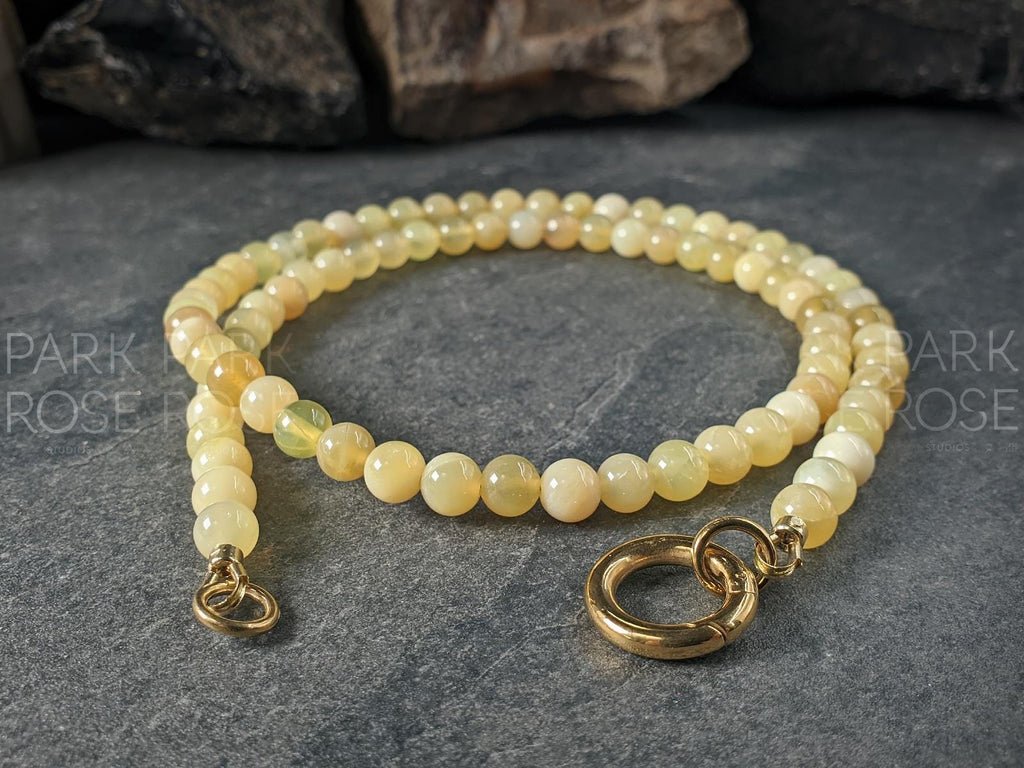 Natural Australian Yellow Opal Carabiner Necklace (6mm)