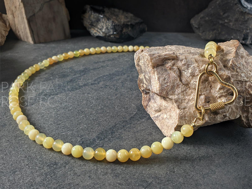 Natural Australian Yellow Opal Carabiner Necklace (6mm)