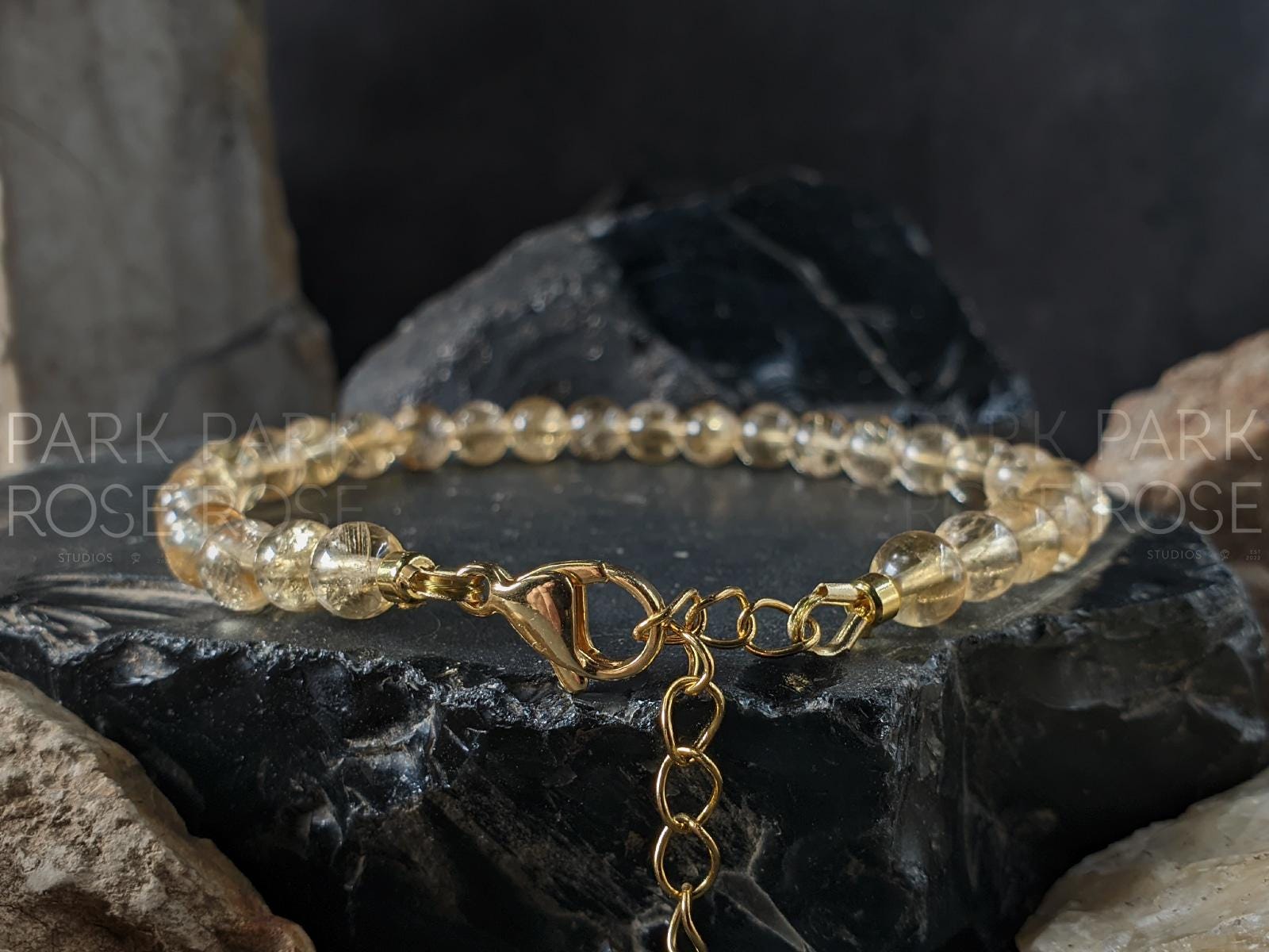 Natural Unheated Brazil Citrine Bracelet: Stainless Steel Clasp, Solar Plexus Chakra (6mm)