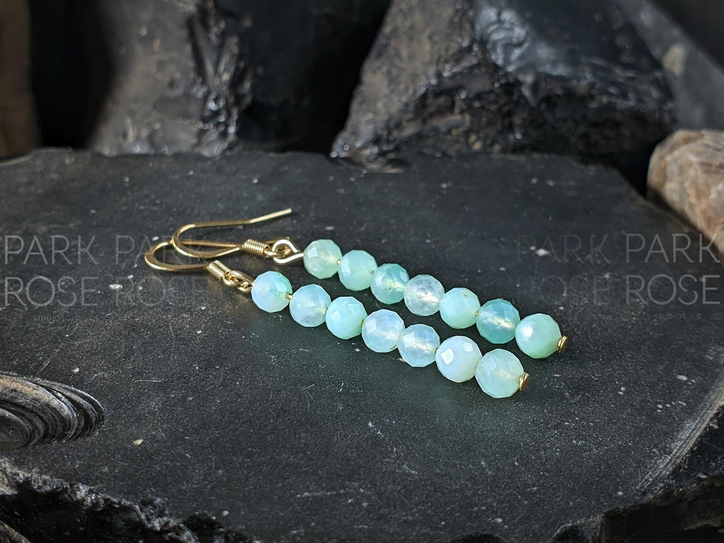 Dainty Faceted Australia Chrysoprase Earrings (4mm)