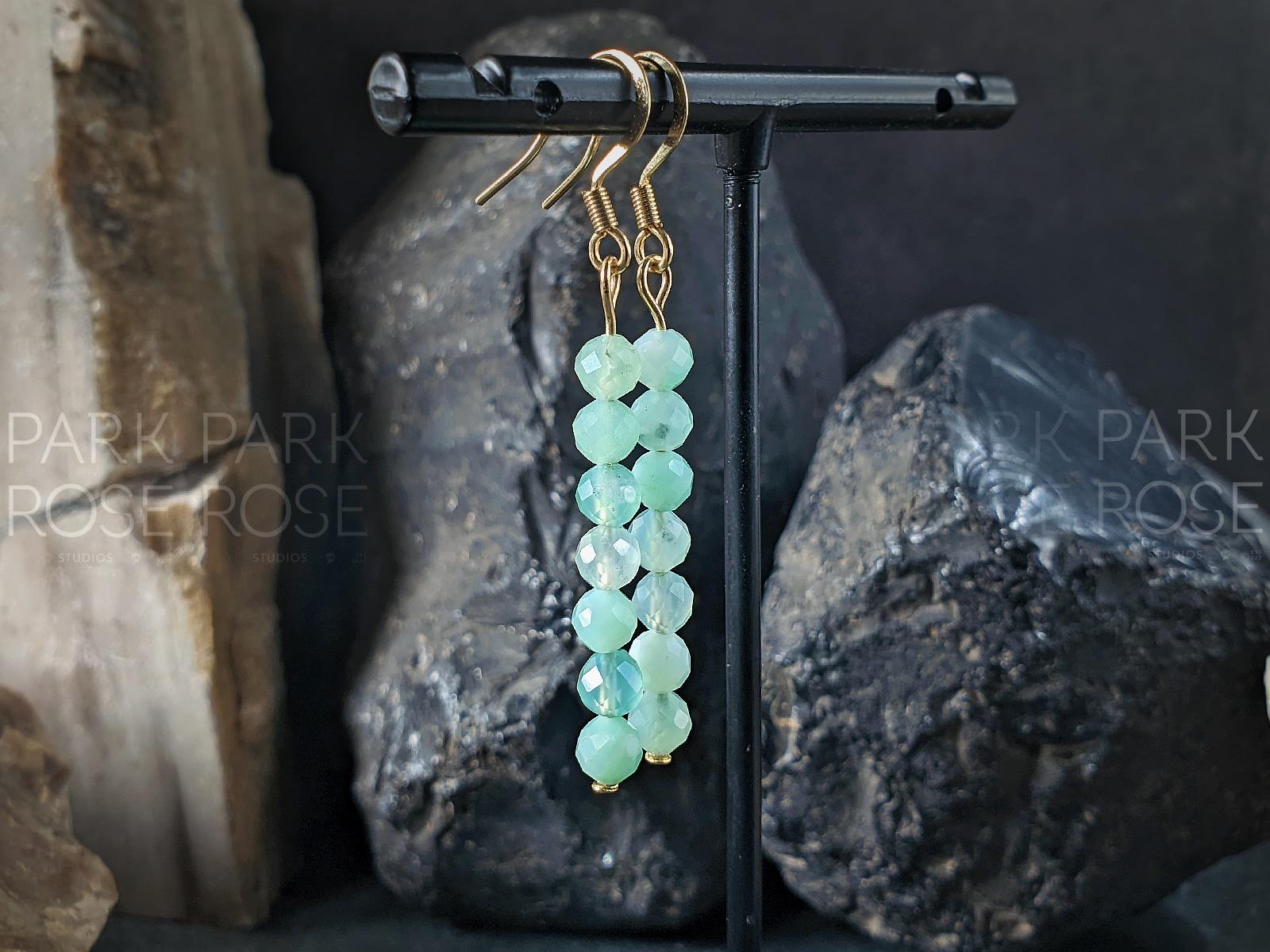 Dainty Faceted Australia Chrysoprase Earrings (4mm)