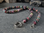 AAAAA Mixed Tourmaline Beaded Carabiner Necklace (8mm)