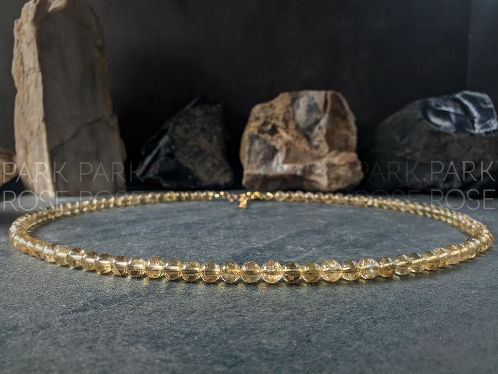 AAA Unheated Brazil Citrine Necklace (6mm)