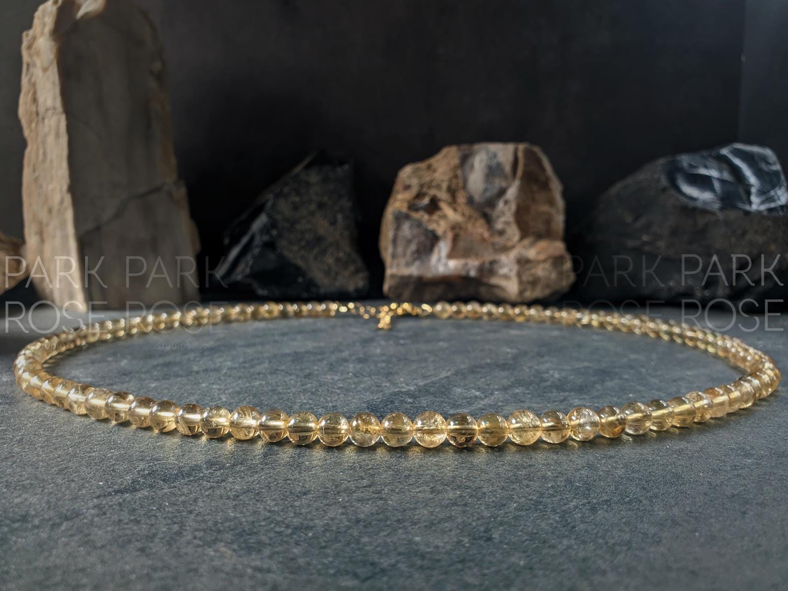 AAA Unheated Brazil Citrine Necklace (6mm)