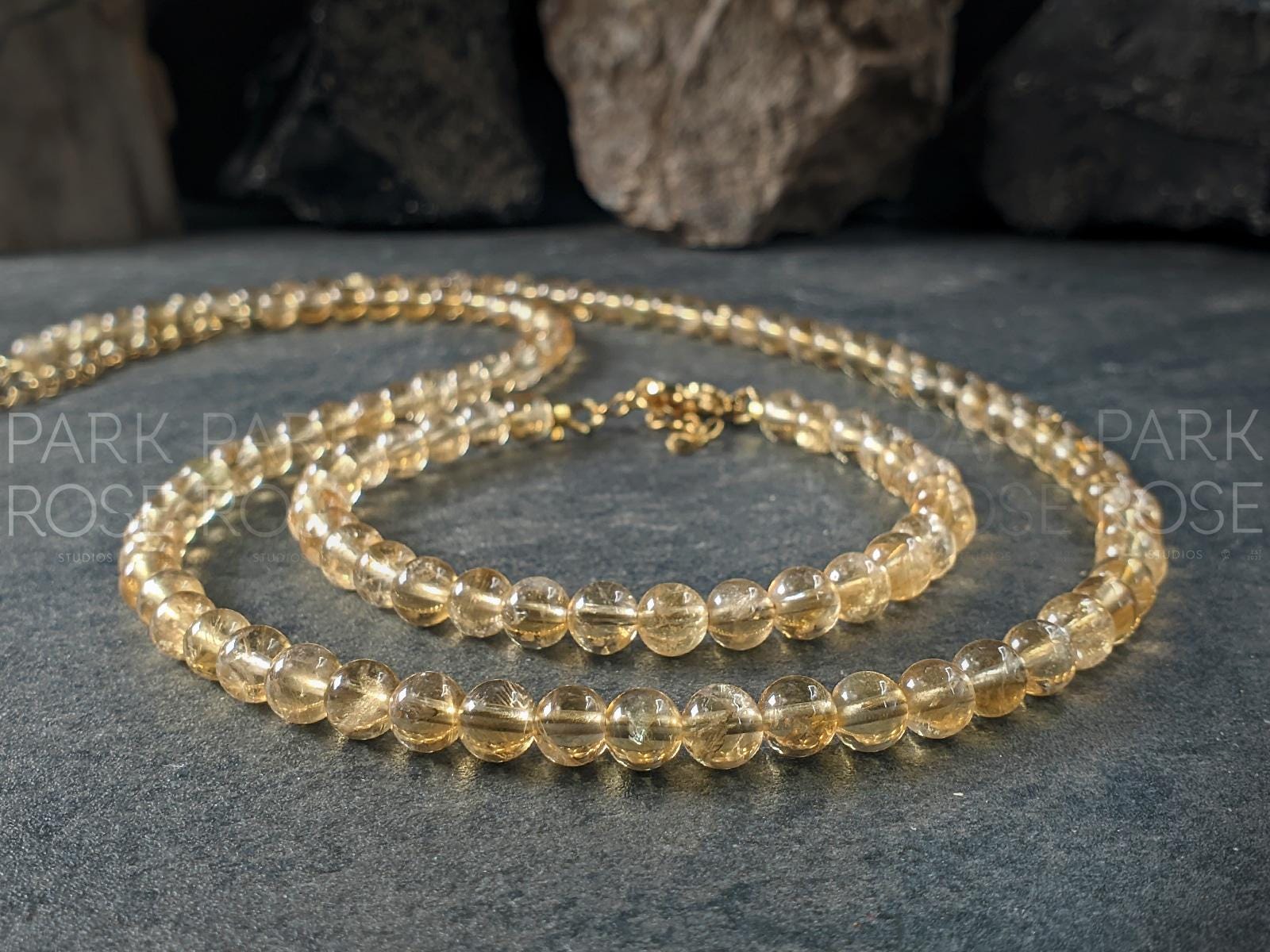 AAA Unheated Brazil Citrine Necklace (6mm)