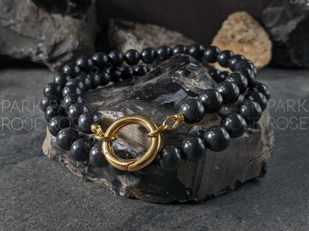 Russian Shungite Carabiner Necklace (8mm)