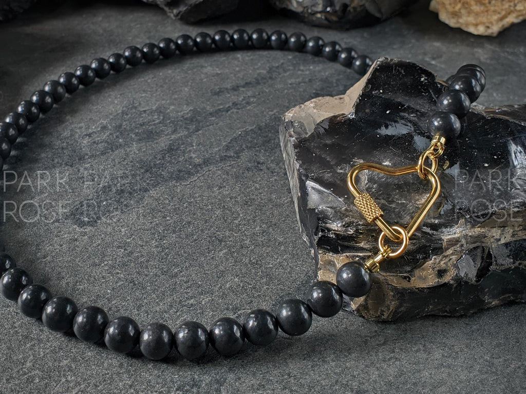Russian Shungite Carabiner Necklace (8mm)