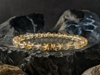 AAA Unheated Brazil Citrine Bracelet: 24K Gold Cat Eye Bead (6mm)