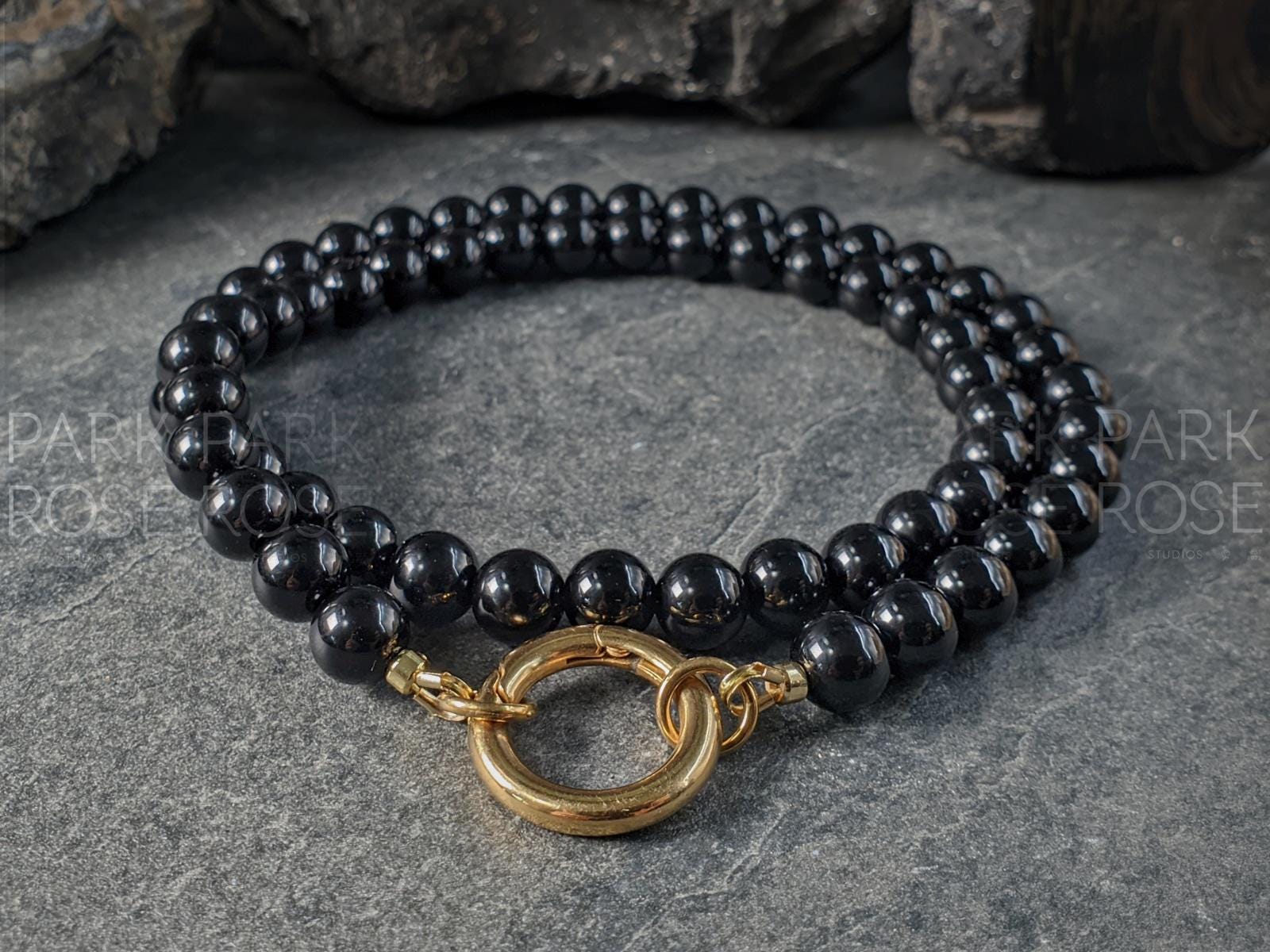 Uruguay Onyx Carabiner Necklace (8mm)