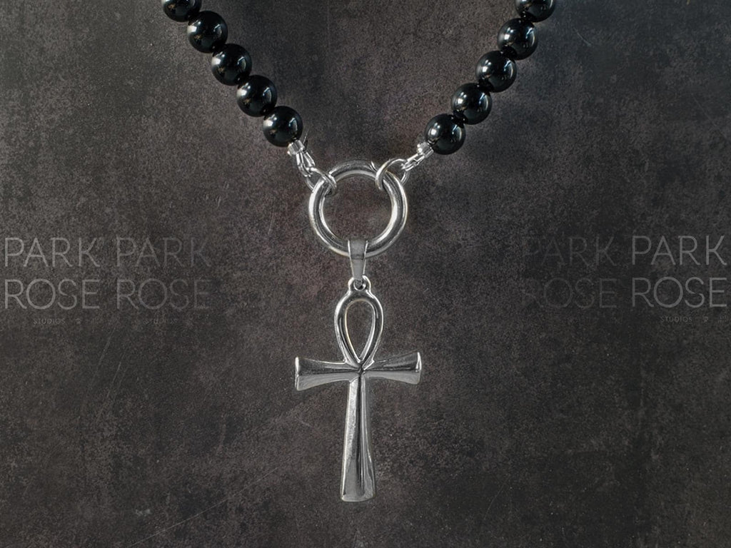 Uruguay Onyx Ankh Carabiner Necklace