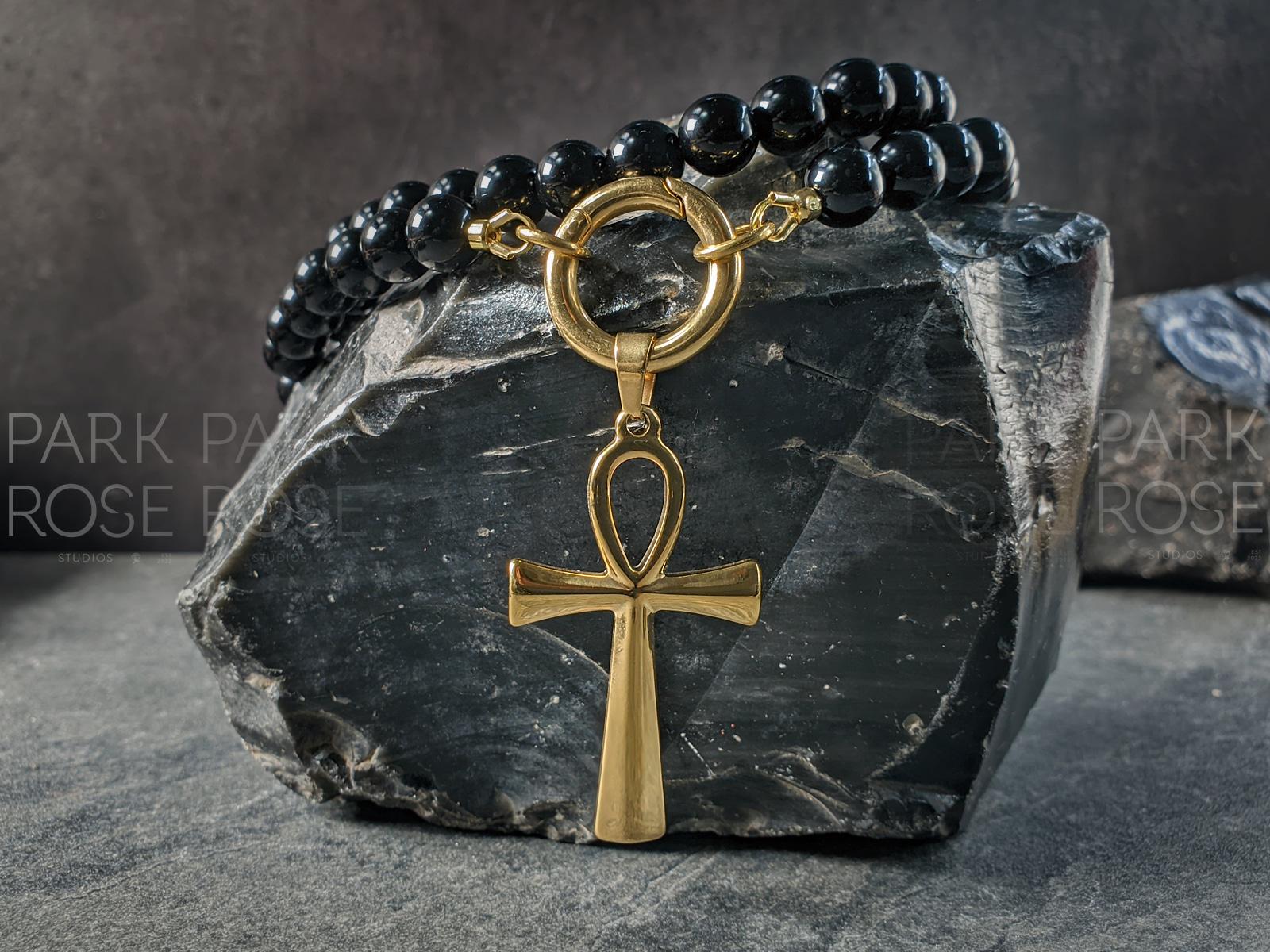 Uruguay Onyx Ankh Carabiner Necklace