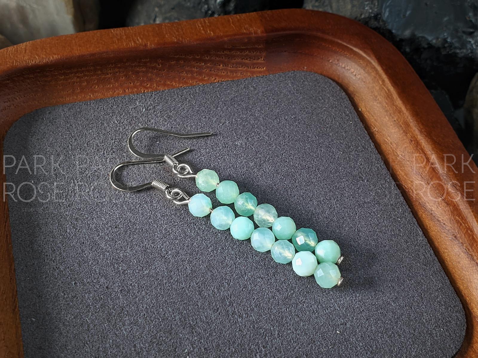 Dainty Faceted Australia Chrysoprase Earrings (4mm)