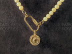 Australian Yellow Opal Carabiner Necklace With Medallion Charm