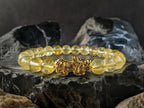 Natural Brazil Citrine: 24K Gold Plated Pixiu Bracelet (8mm)