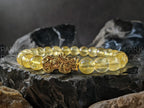 Natural Brazil Citrine: 24K Gold Plated Pixiu Bracelet (8mm)