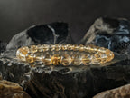 AAA Unheated Brazil Citrine Bracelet: 24K Gold Cat Eye Bead (6mm)