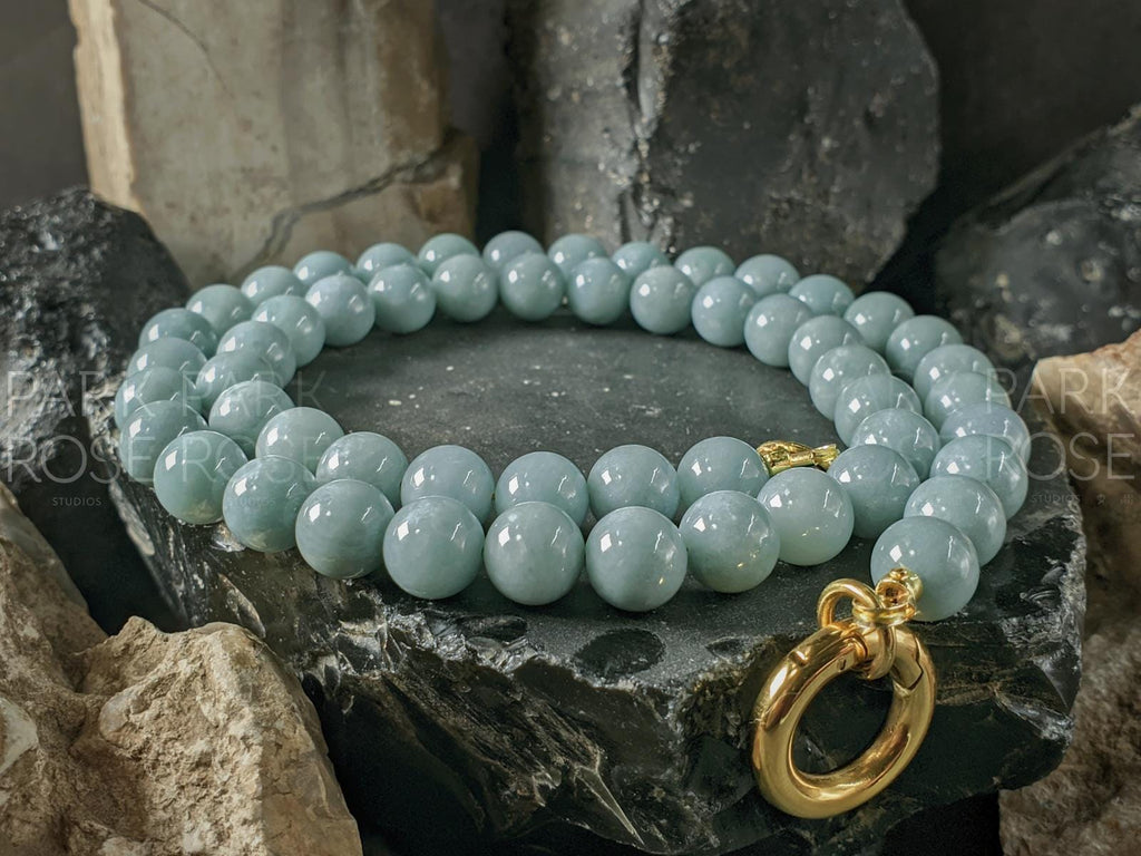 Natural Untreated Myanmar Jadeite Carabiner Necklace (8mm)