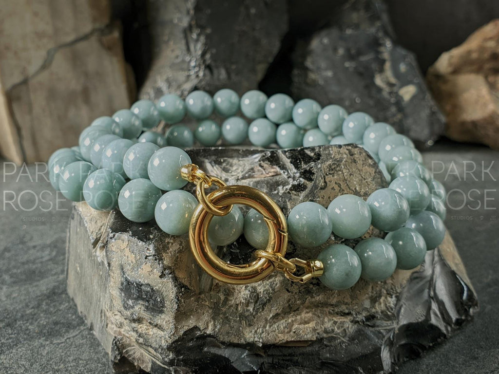 Natural Untreated Myanmar Jadeite Carabiner Necklace (8mm)