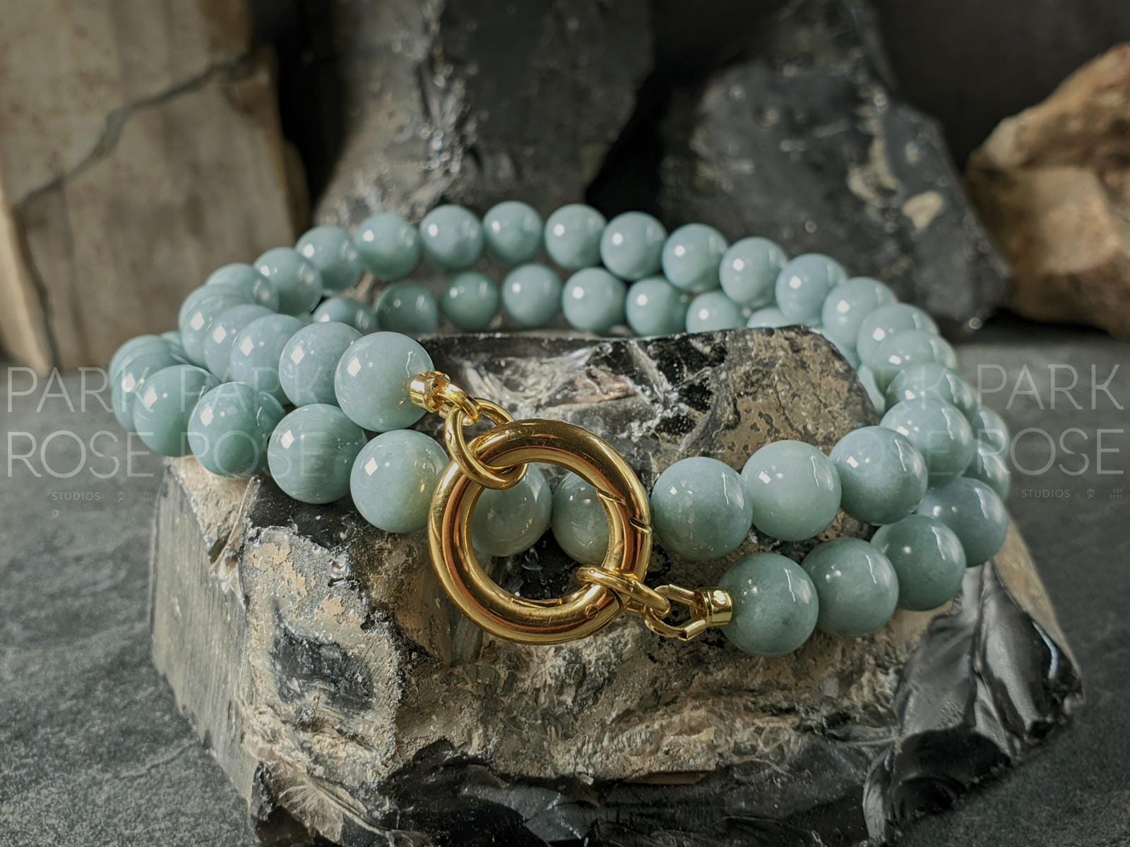 Natural Untreated Myanmar Jadeite Carabiner Necklace (8mm)