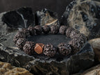 Nepal Rudraksha Dark Brown Mala Prayer Bead Bracelet (10/12mm)