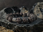 Nepal Rudraksha Dark Brown Mala Prayer Bead Bracelet (10/12mm)