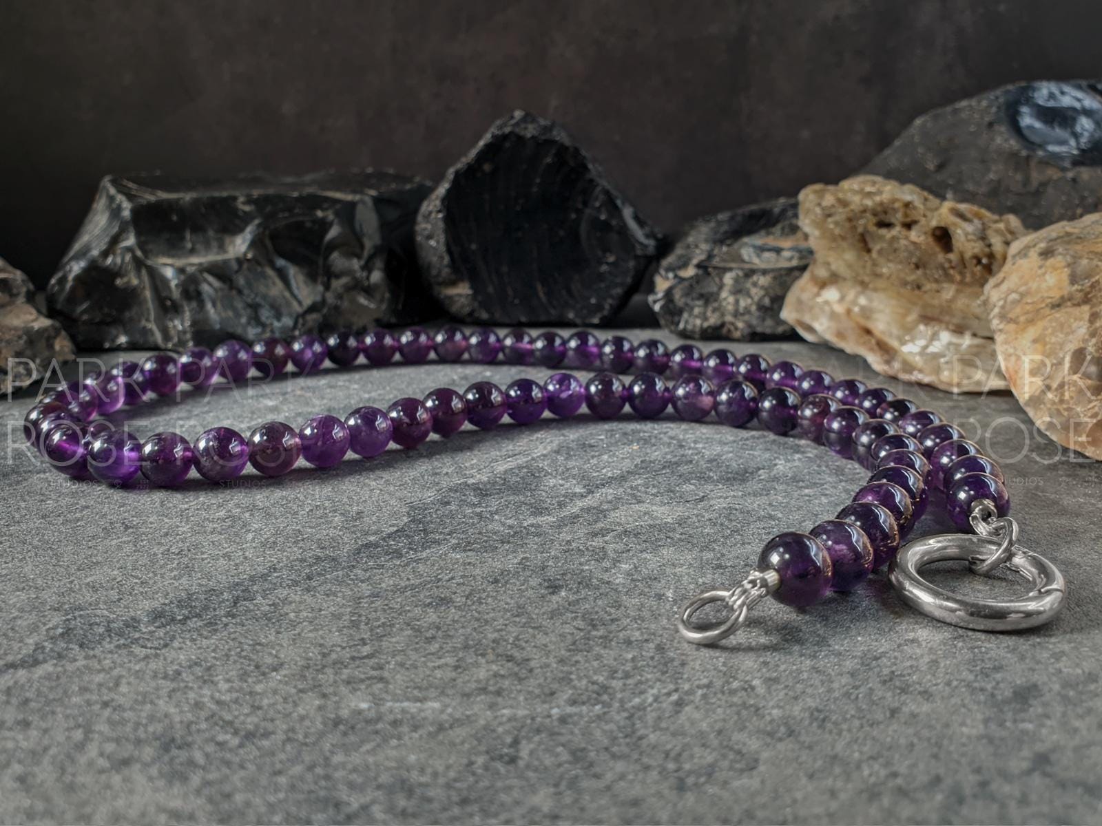 Brazil Dark Amethyst Carabiner Necklace