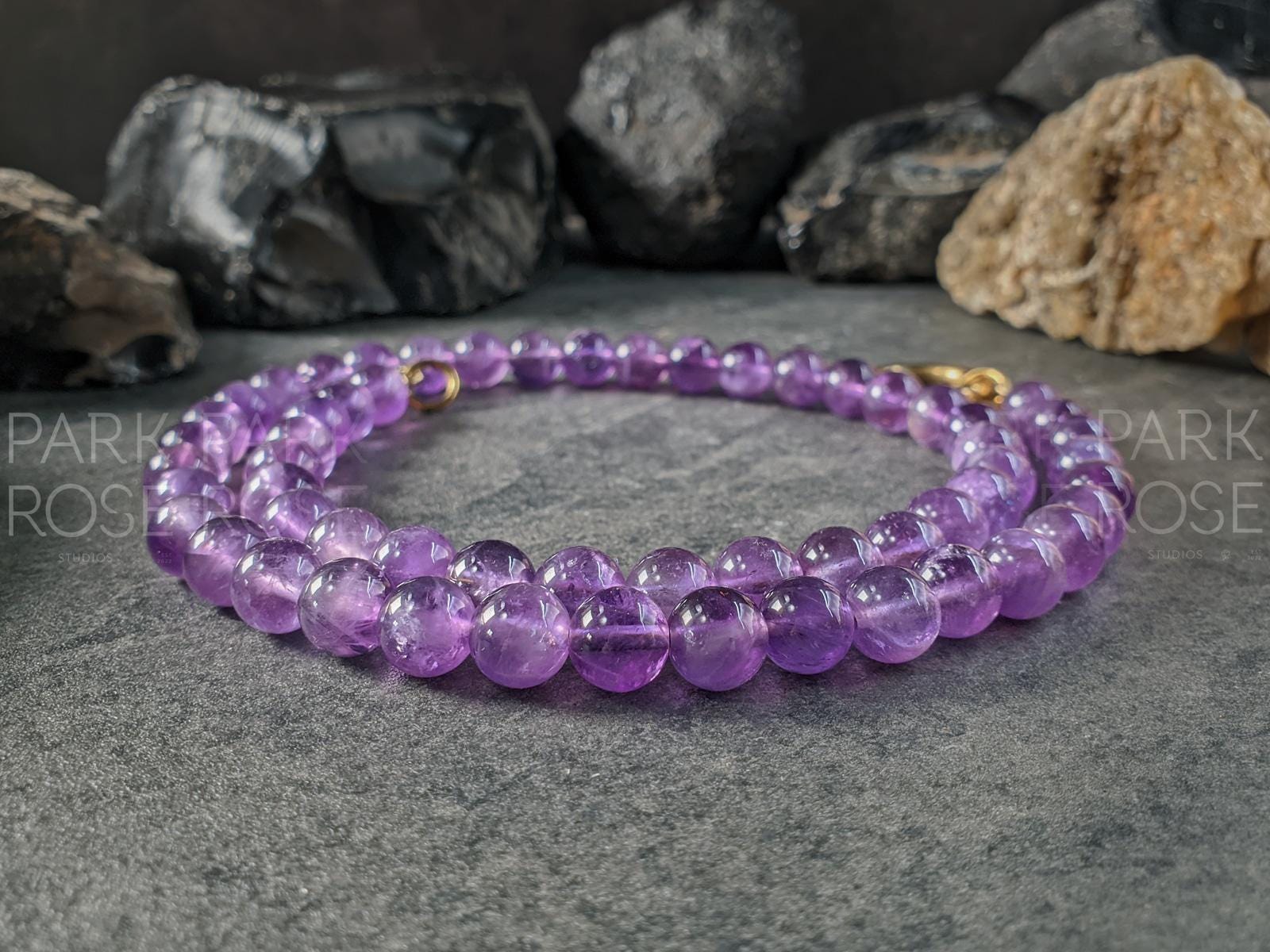 Lavender Amethyst Carabiner Gemstone Necklace (8mm)