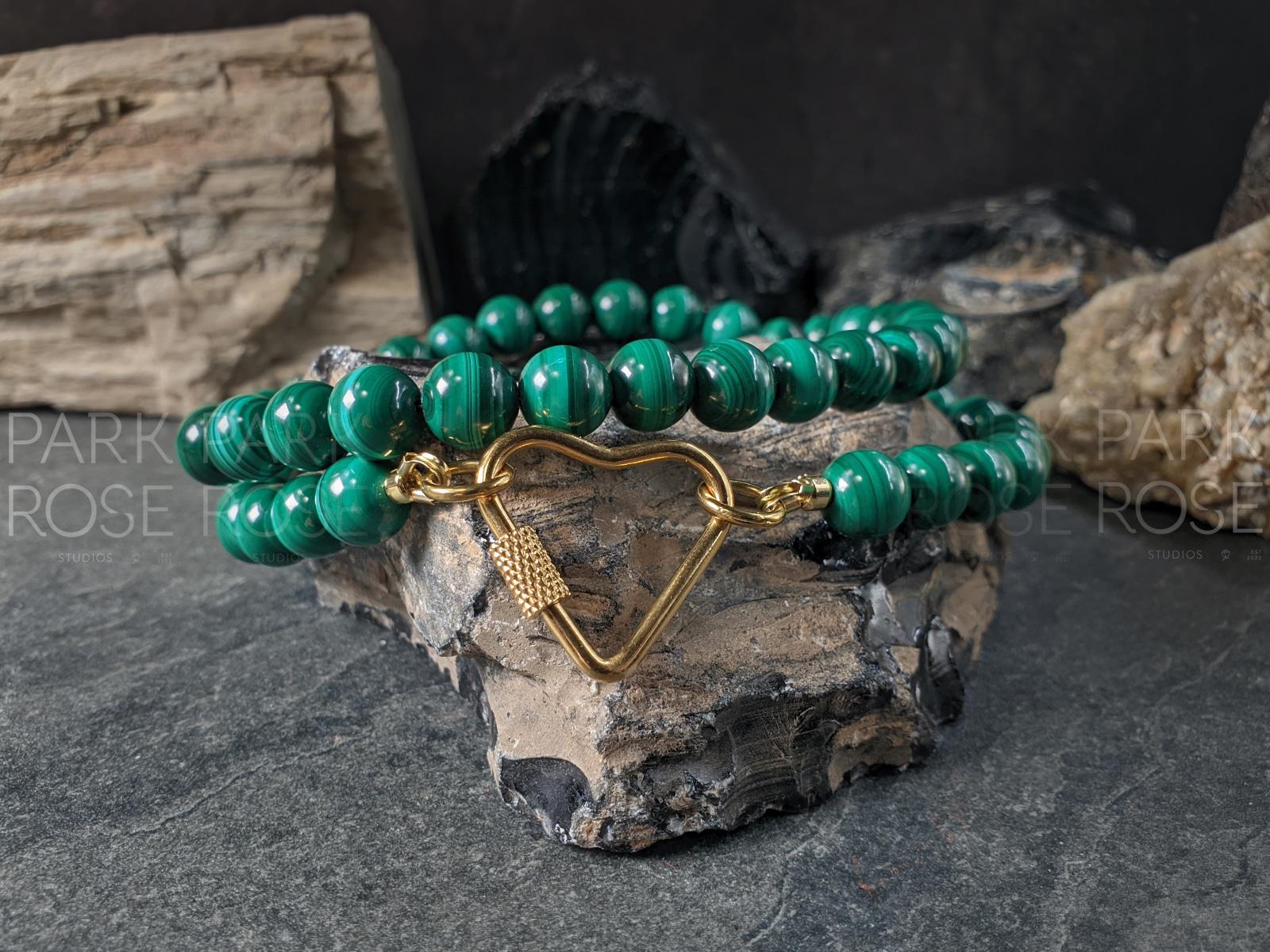 Congo Malachite Carabiner Necklace (8mm)