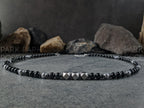 Brazil Black Tourmaline Gemstone Necklace: Gibeon Meteorite Beads (6mm)