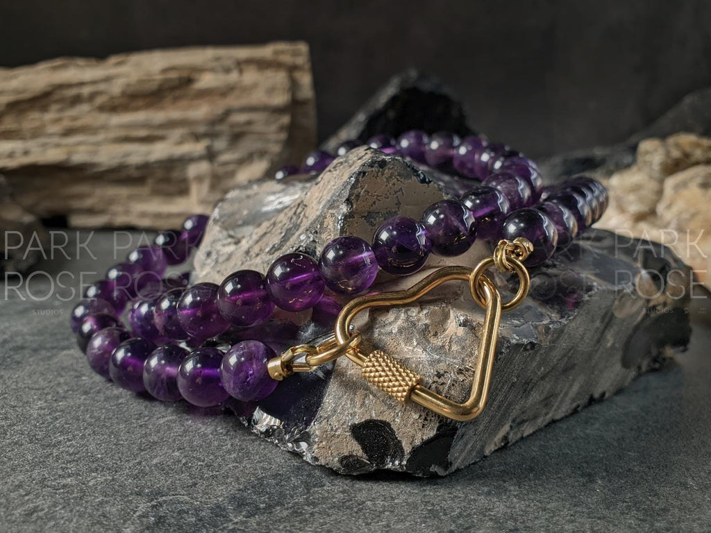 Brazil Dark Amethyst Carabiner Necklace