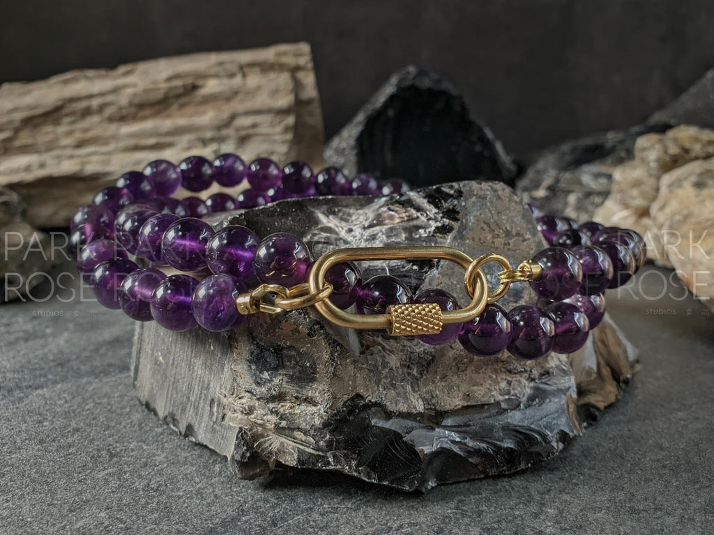 Brazil Dark Amethyst Carabiner Necklace