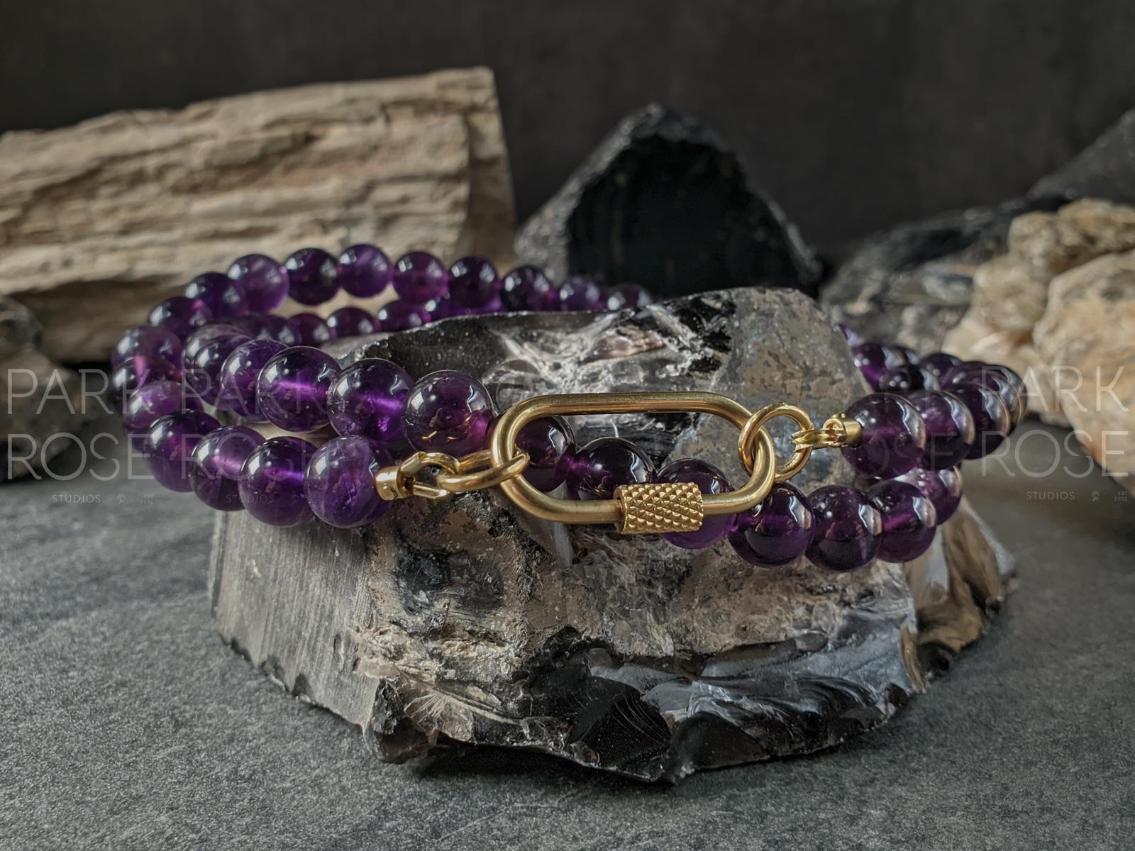 Brazil Dark Amethyst Carabiner Necklace