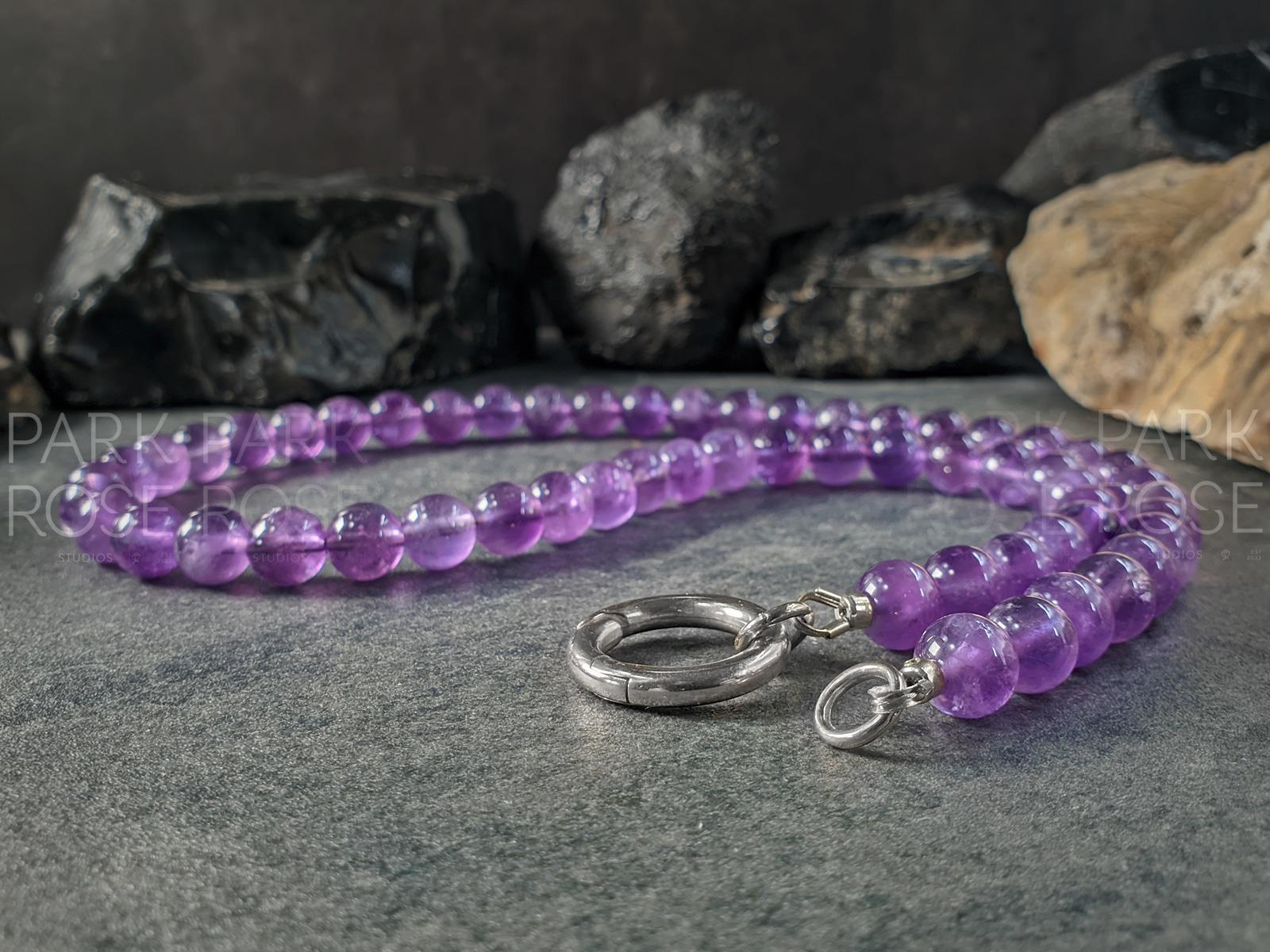 Lavender Amethyst Carabiner Gemstone Necklace (8mm)