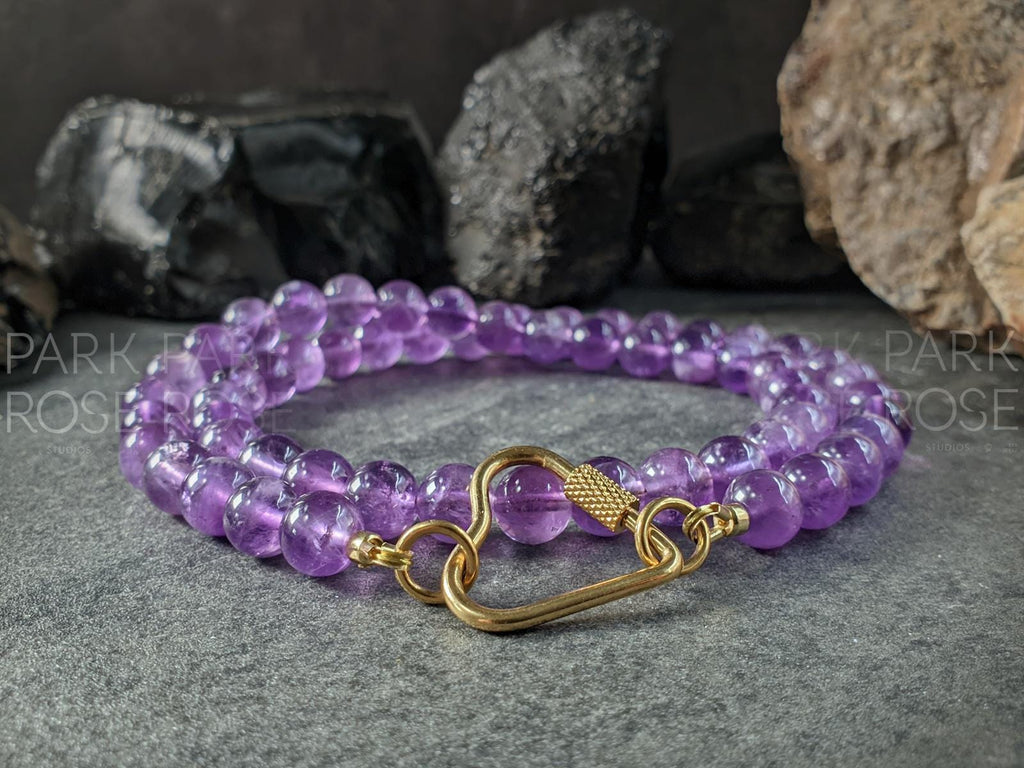 Lavender Amethyst Carabiner Gemstone Necklace (8mm)
