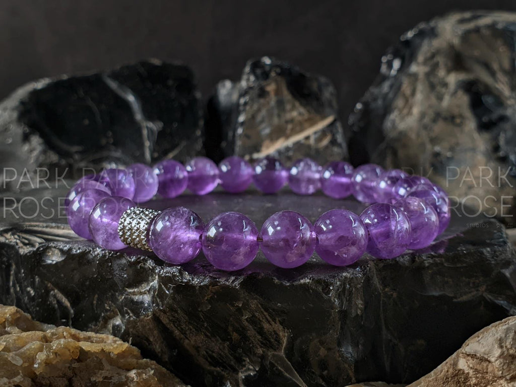 Natural Lavender Amethyst Mala Bracelet (8mm)