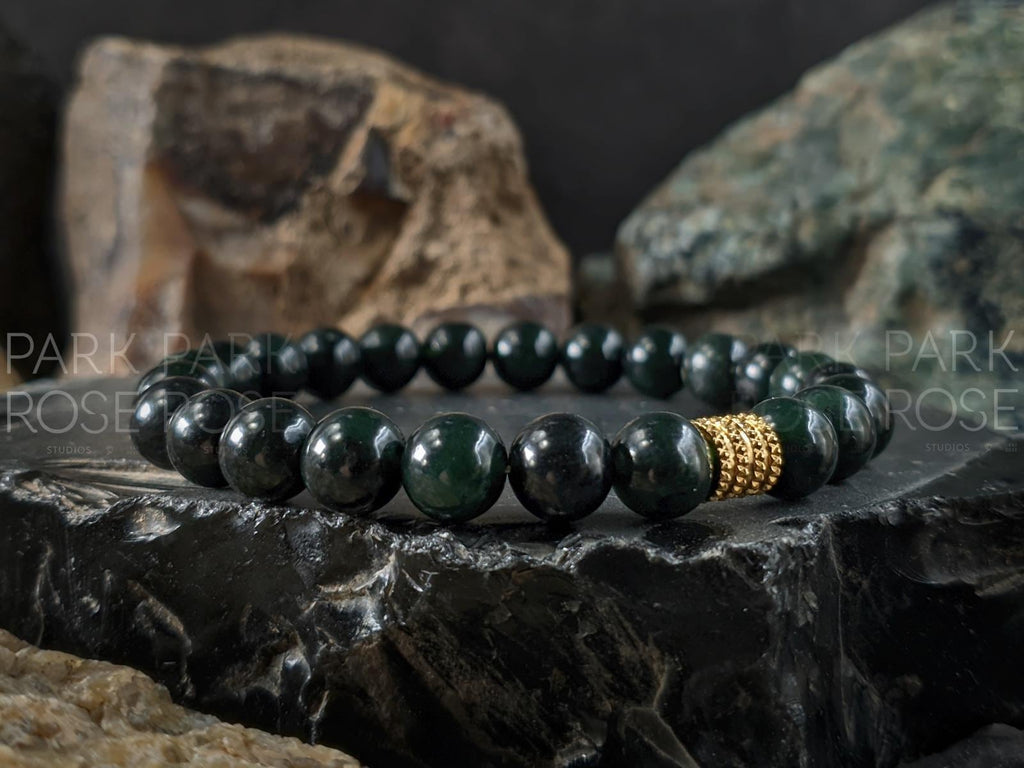 Natural Untreated Myanmar Black Jade Bracelet (8/10mm)