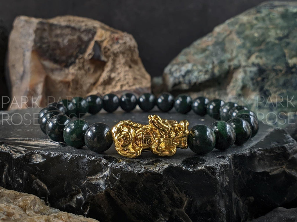 Natural Untreated Myanmar Black Jade Bracelet (8/10mm)